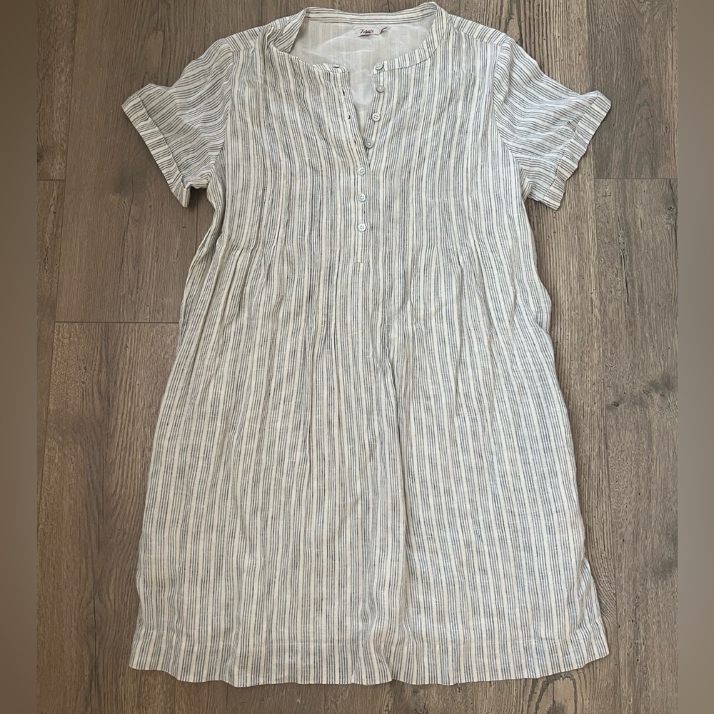 Faherty Womens Gemina Dress Linen Sierra Stripe Sz L